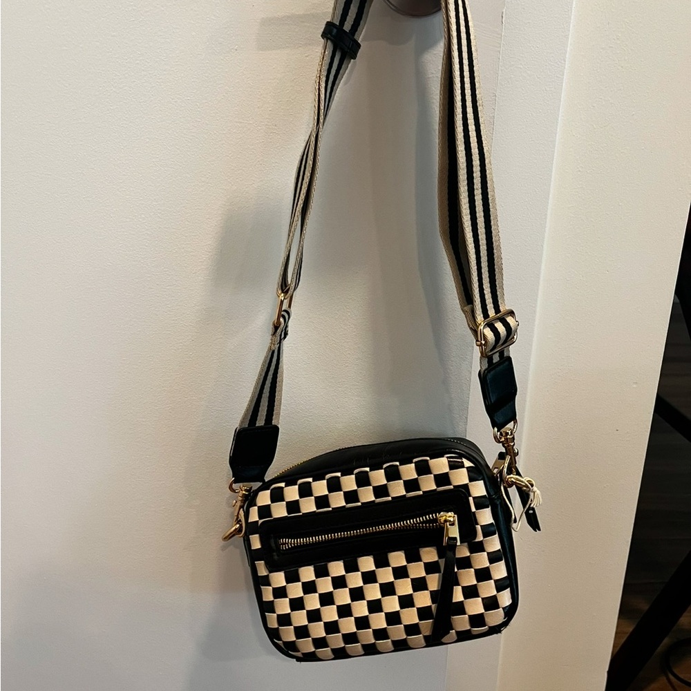 Universal Thread Black and Cream Checkerboard Crossbody Shoulder Bag